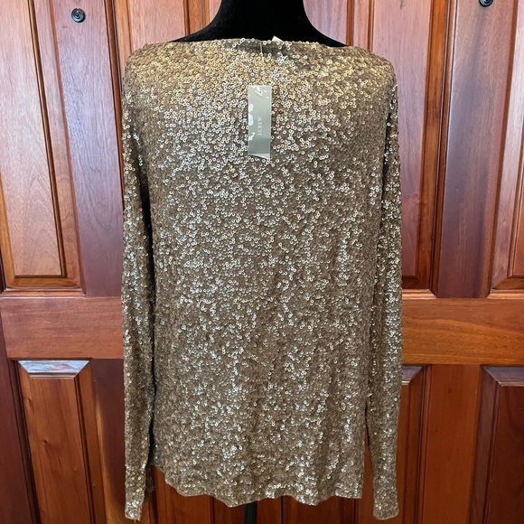 J Crew NWT $89.50 Sequined Boatneck Top Blouse Bronze | Sz L - Picture 4 of 10